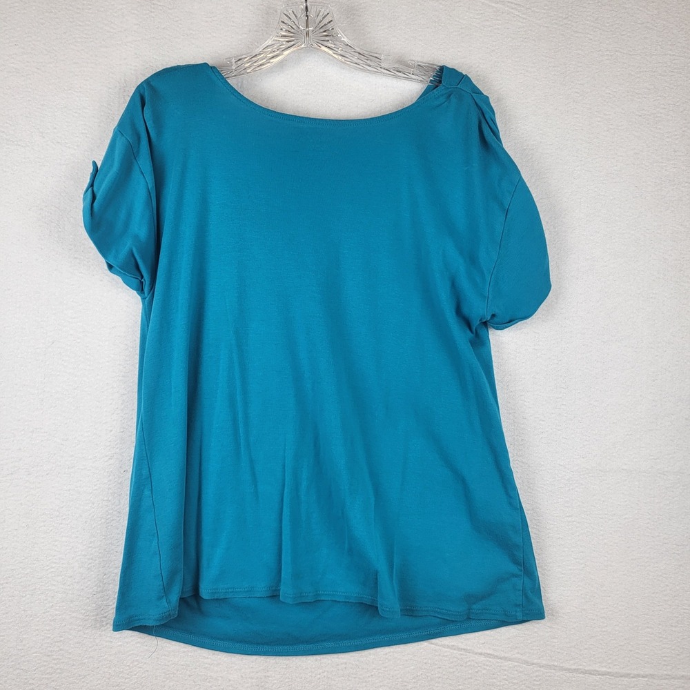 Lane Bryant‎ Teal Cowl Neck Roll Tab Sleeve Tunic Top Plus Size 14 16 - Picture 4 of 6